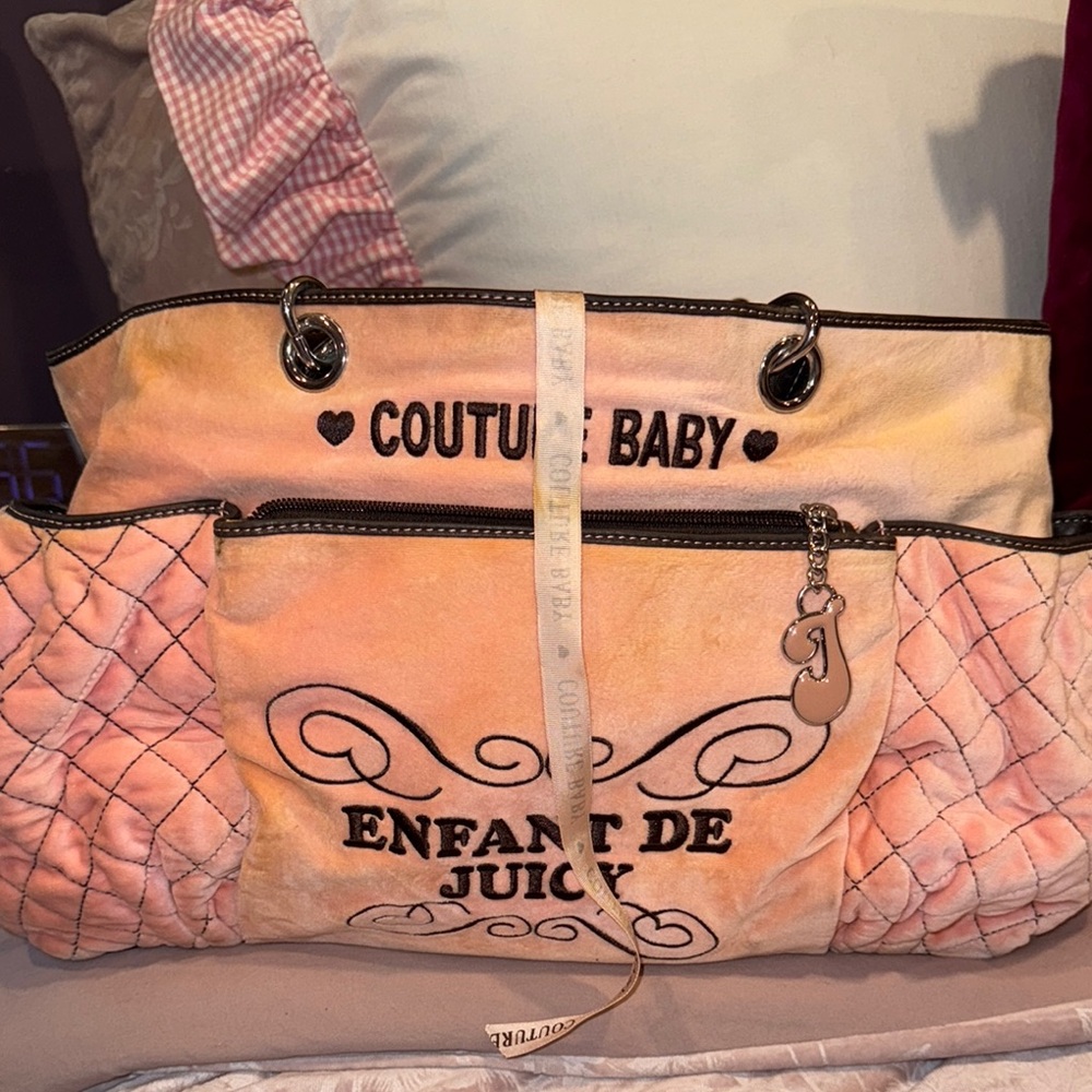 Juicy Couture Pink and Tan Baby Bag Couture Style